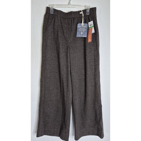 New Democracy Trouser Pant Brown Multi Size Large Elastic Waist Ab Leisure - Picture 7 of 11